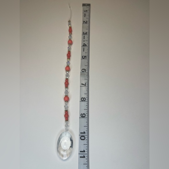 Orange with gold accents beaded suncatcher/ rear view mirror car hanging - Picture 3 of 7